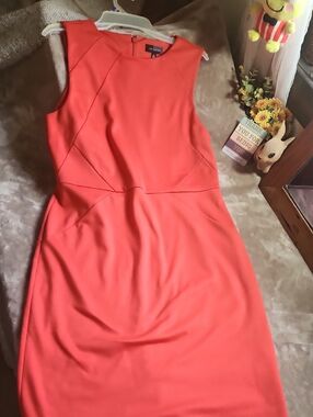 The Limited Coral Sleeveless Midi Sheath Dress
